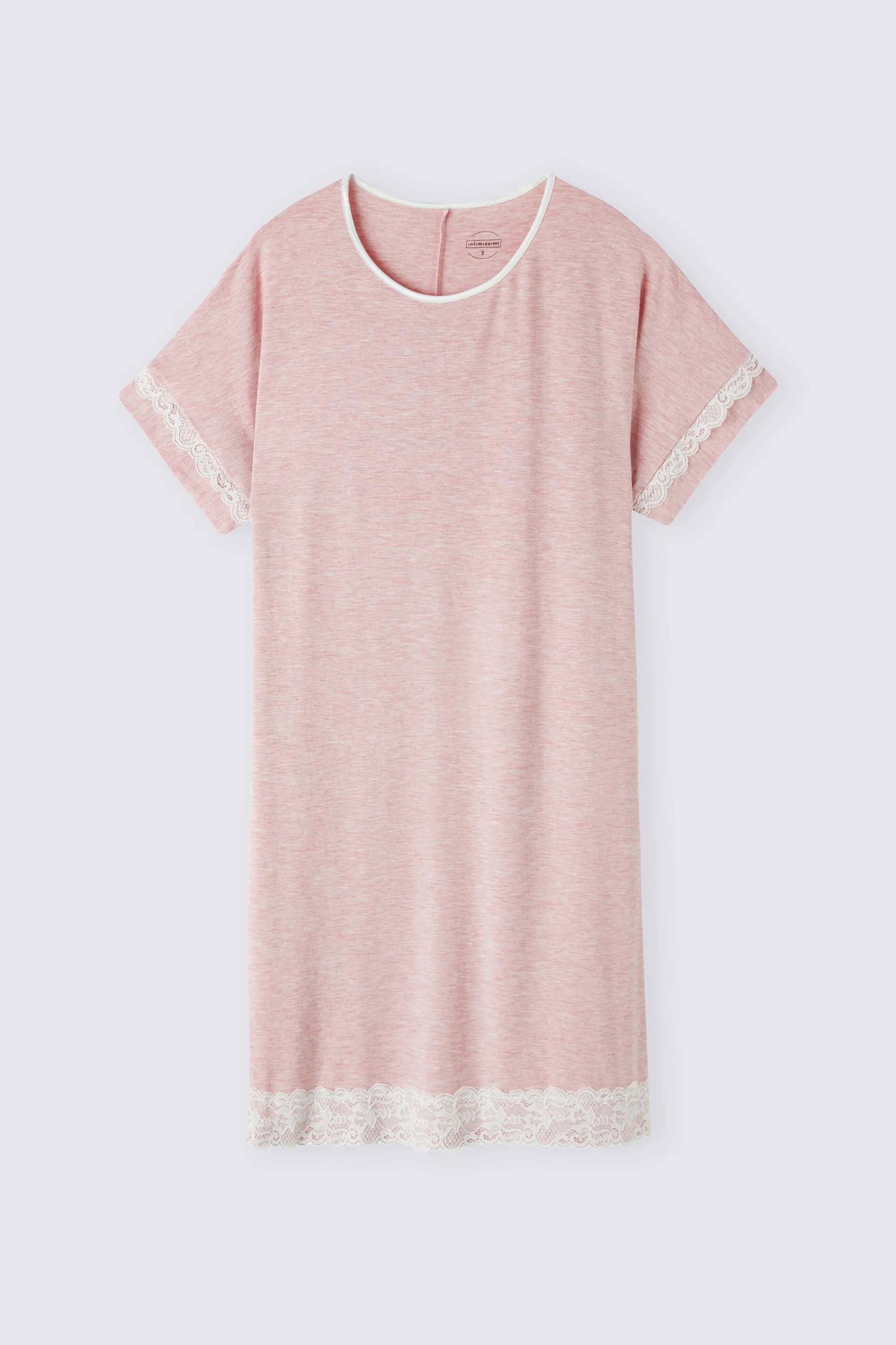 Intimissimi Camicia da Notte a Maniche Corte con Dettagli in Pizzo