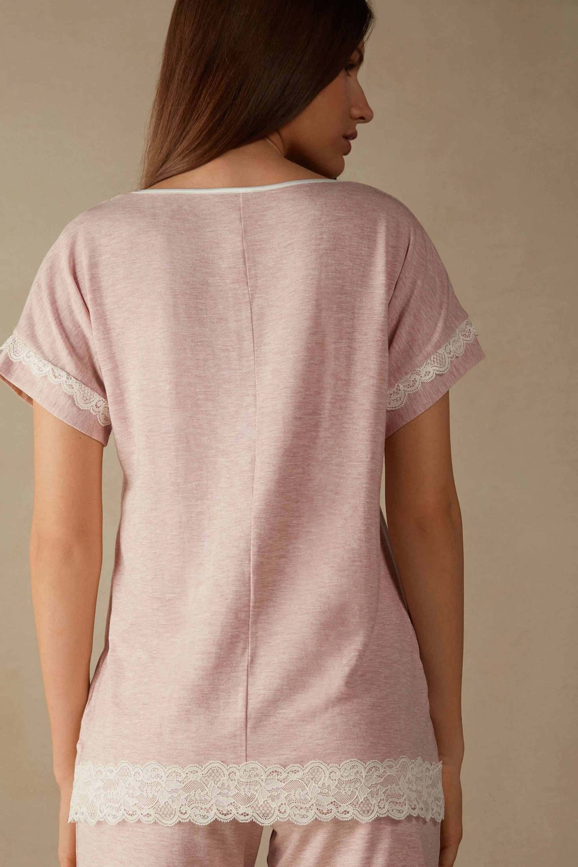 Intimissimi Maglia a Manica Corta in Modal Dettagli Pizzo