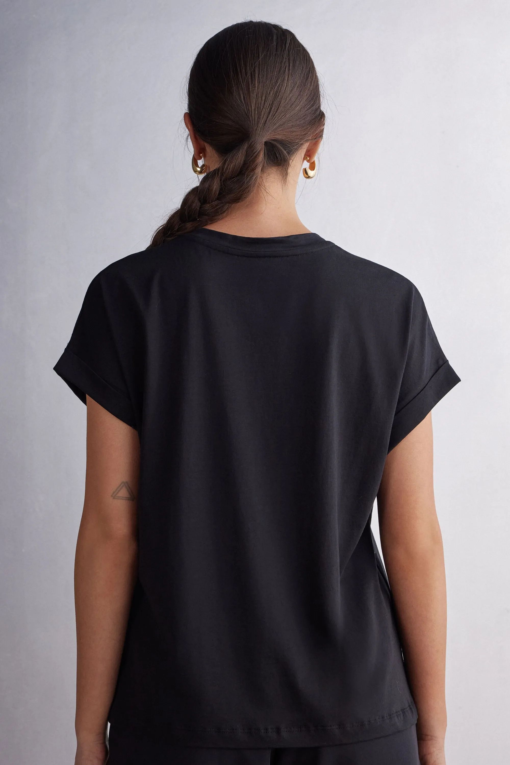 Intimissimi Maglia Manica Corta con Risvolto in Cotone Ultrafresh
