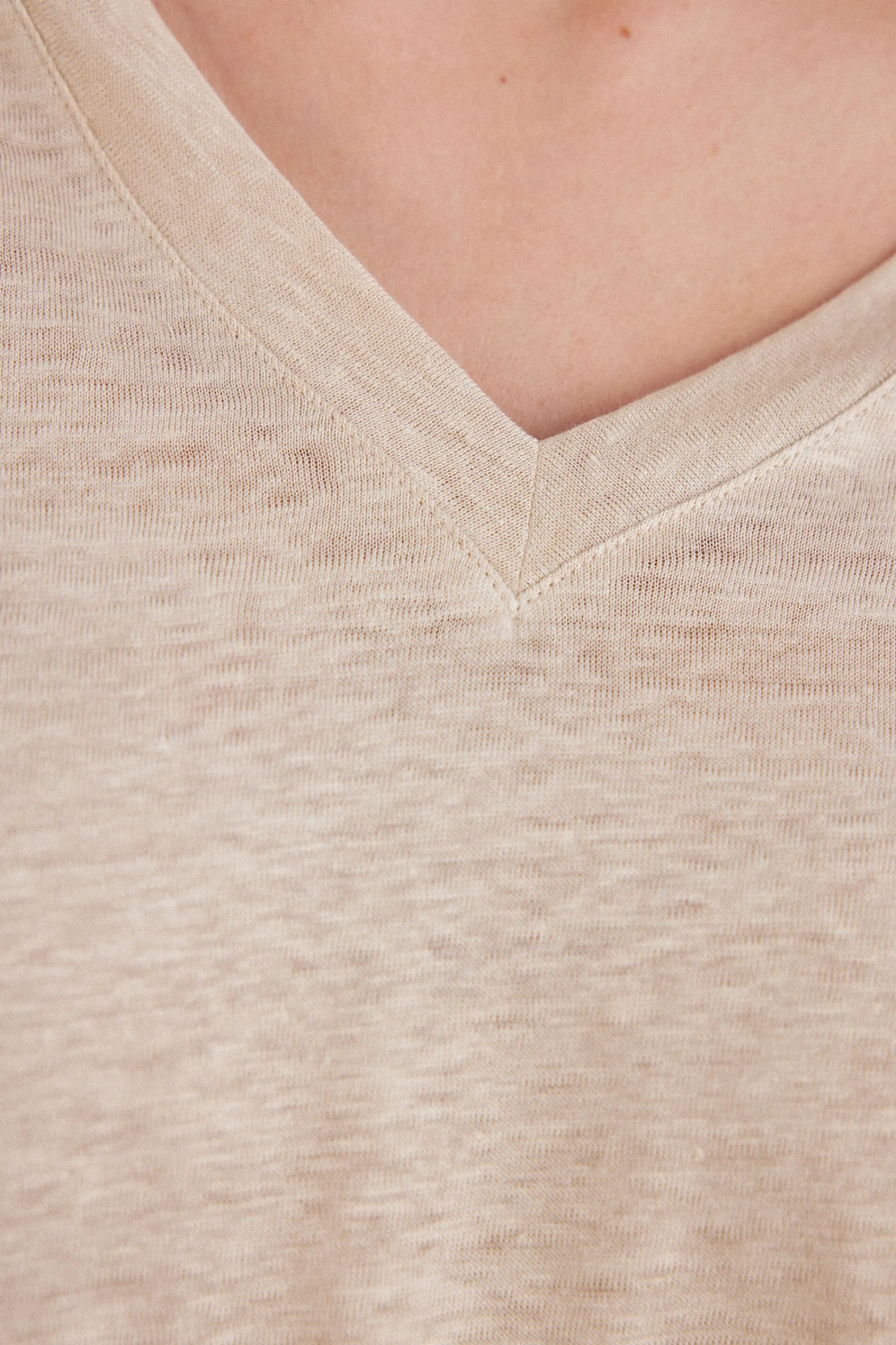 Intimissimi Maglia Manica Corta con Scollo a V in Lino